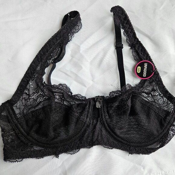 Rene Rofe Black Lace Balconette Bra with Underwire 34B - Picture 1 of 7